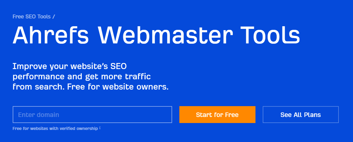 Ahrefs Webmaster Tools